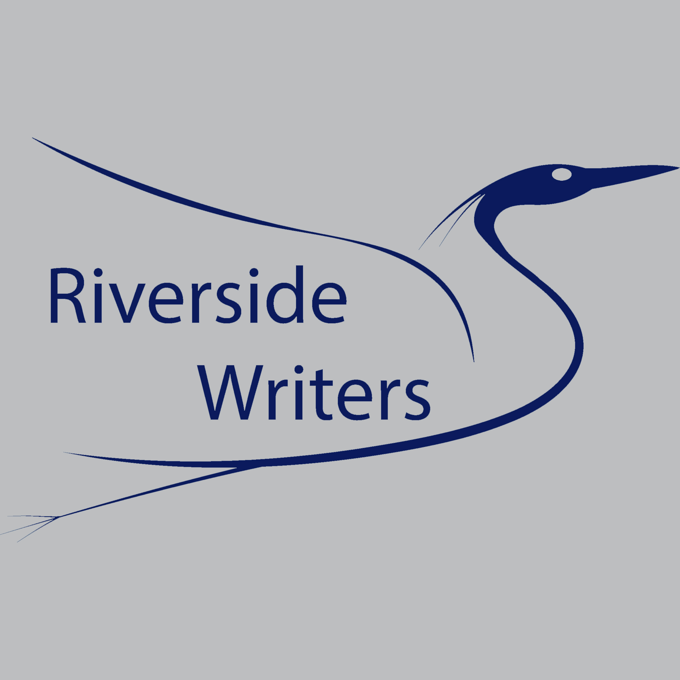 A logo with a stylized image of a heron and the name Riverside Writers