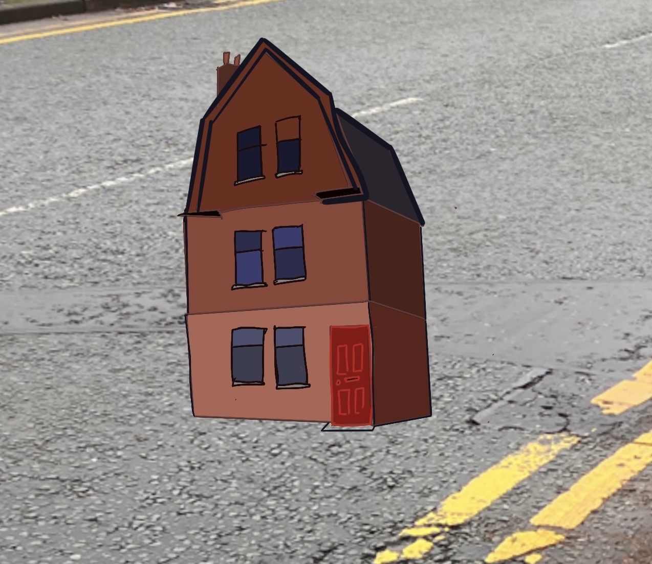 Our house, in the middle of our street